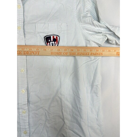 Disney Mickey Button Up Shirt Women Plus Sz 20W Striped Embroidered Long Sleeve - Picture 7 of 9